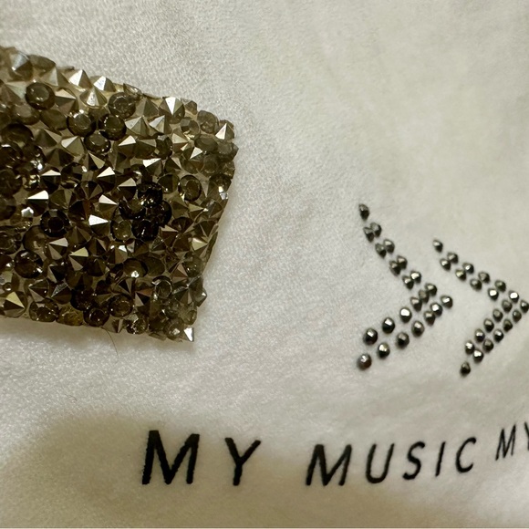Stradivarius "My Music My Rules," cassette design flowy blouse gems rhinestones - Picture 3 of 10
